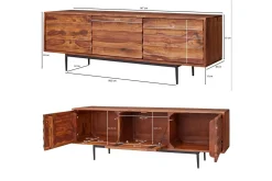 Wohnling Lavbord Heltre med oppbevaring 3 dører landlig stil