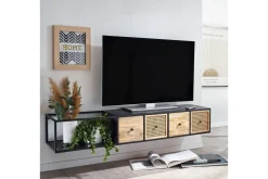 Wohnling Lavbord Metall Hengende med 3 Skuffer i Massivt Tre Industriell