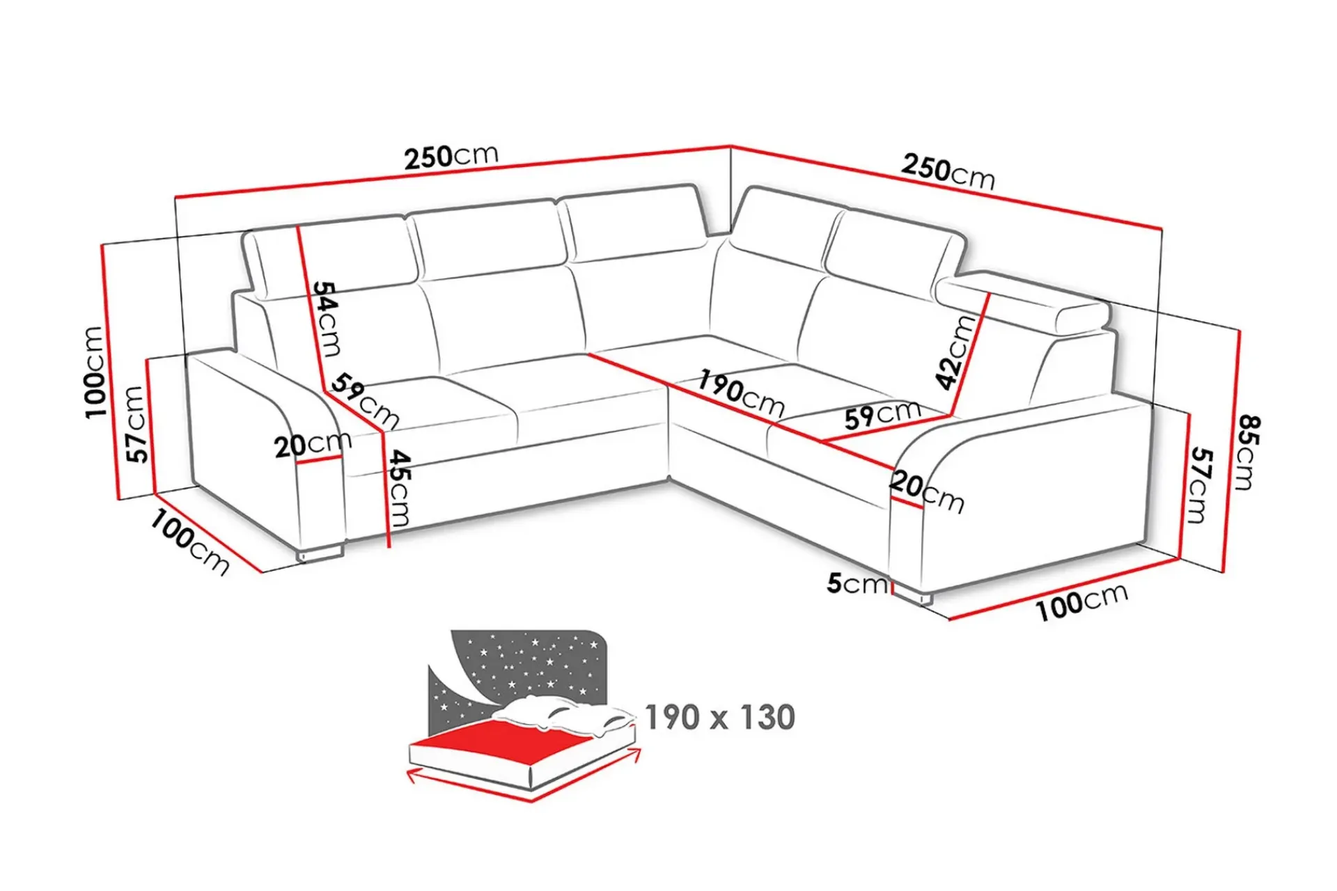 Lavona Hjørnesovesofa Vendbar