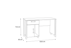 Kontorbord-Lazarius Skrivebord 155 cm med Oppbevaring Skap + Skuff + Hy Brun
