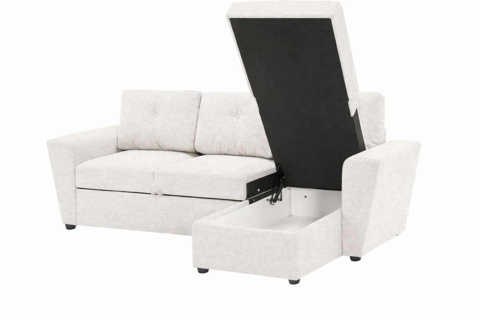Basic Home Sovesofaer-Leia 3-seters vendbar sovesofa med sjeselong og oppbevaring Beige