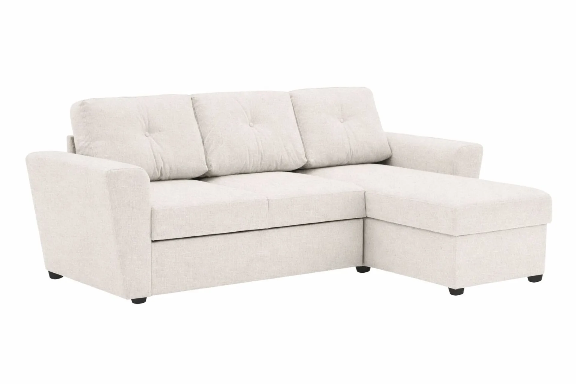 Basic Home Sovesofaer-Leia 3-seters vendbar sovesofa med sjeselong og oppbevaring Beige