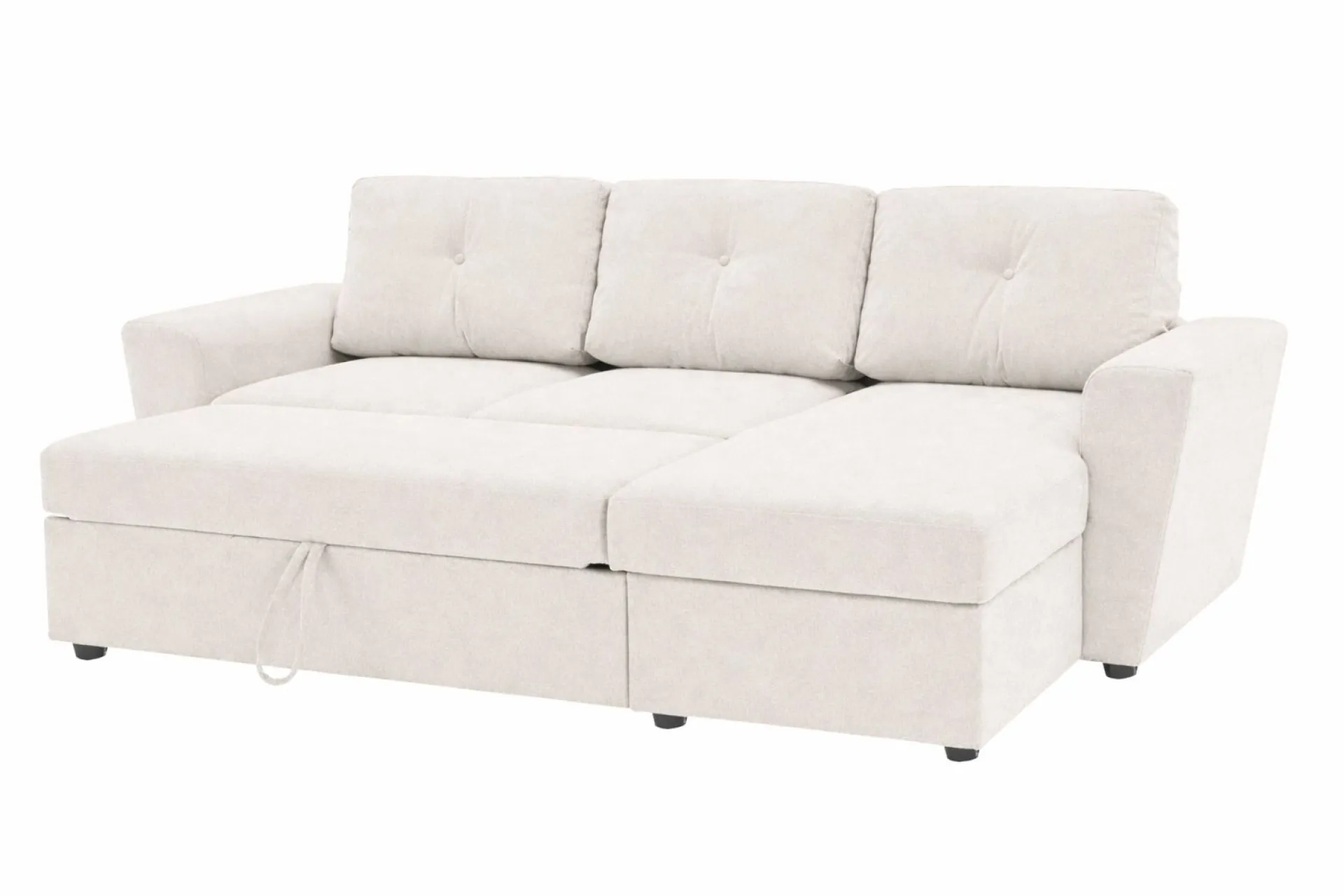 Basic Home Sovesofaer-Leia 3-seters vendbar sovesofa med sjeselong og oppbevaring Beige