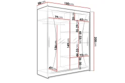 Leila Garderobe 150 cm Skyvedører Buet Speil