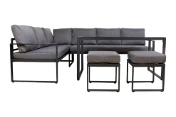 Veranda & Terrasse|Loungesett-Leipzig Sofagruppe med hjørnesofa Svart,Grey