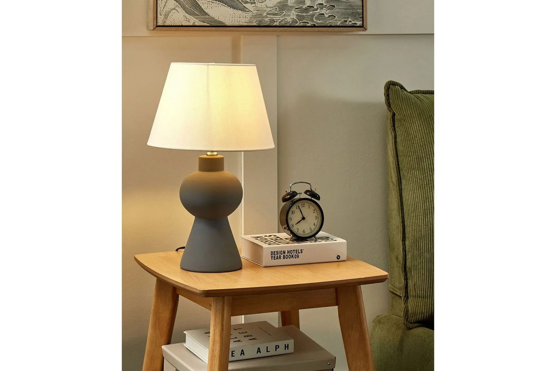 Nattbordslampe|Bordlampe-Lemiros Bordlampe 48 cm E27 Grey,Hvit