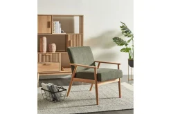 Lenestoler-Lenestol Esrum Grønn/lyst tre, Polyester Grön,Lysfarget tre