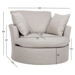 Utelenestoler|Loungemøbler Salg-Lenestol HOME4YOU Fluffy svingbar 110x105x65/86 cm Lys grå
