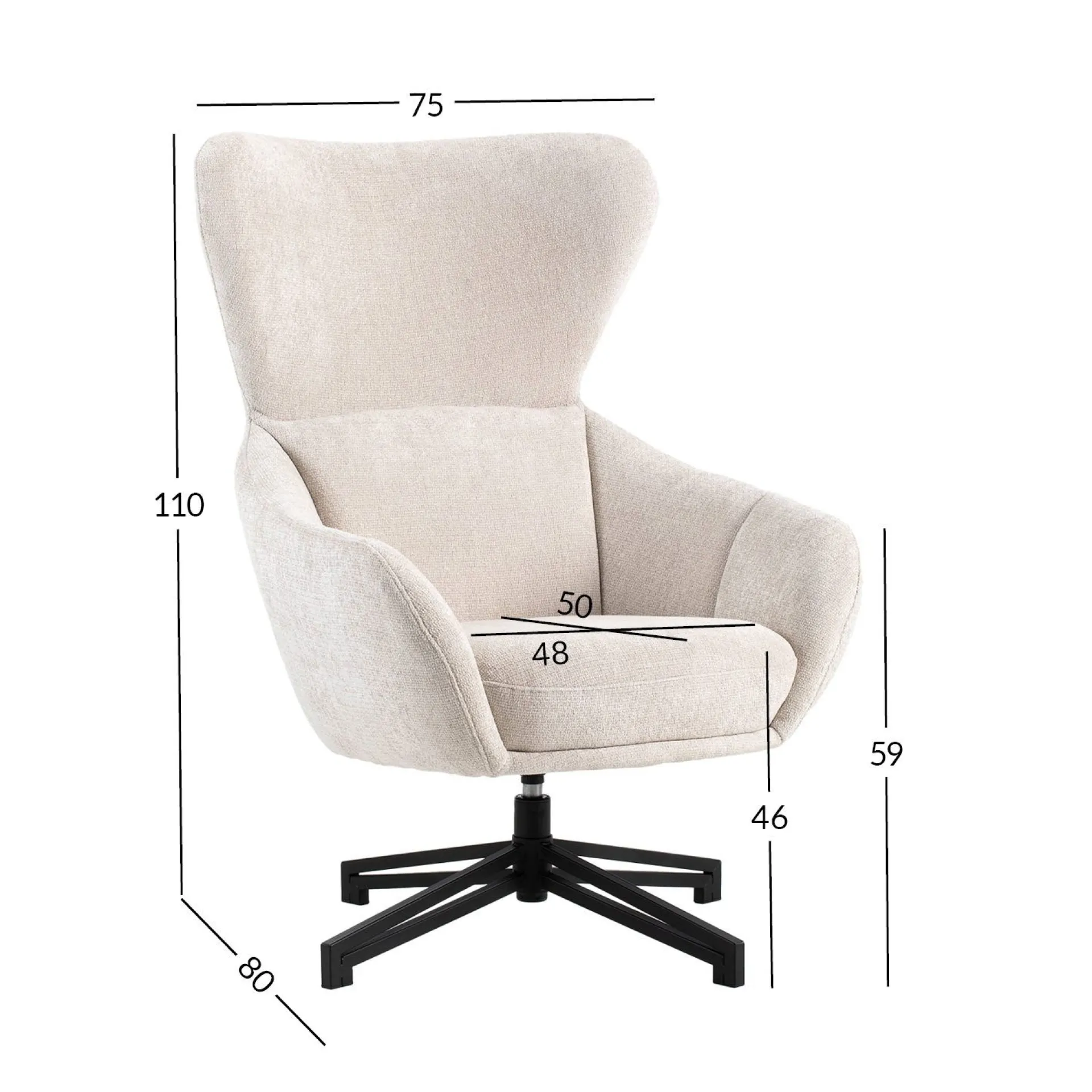 Lenestoler-Lenestol HOME4YOU Lionel 158x40xh83 cm, cappuccino hvit