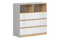 Kommode-Leokkol Kommode 90 cm Tre/Natur,Hvit,Lysegrå