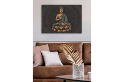 Lerretsbilde - Buddha i meditasjonsposisjon på en lotusblomst