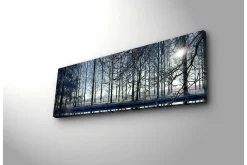 Lerretsbilder|Lerretsbilder-Lerretsbilde med LED-belysning 30x90 cm - Vinterlandskap med snødekte trær og en svak solstråle Flerfärgad