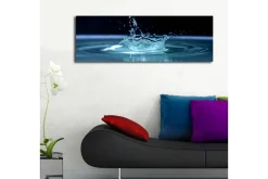Lerretsbilde med LED-belysning 30x90 cm - Vannsprut som skaper en elegant krusning på overflaten