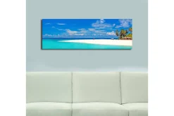 Lerretsbilder|Lerretsbilder-Lerretsbilde med LED-belysning 30x90 cm - Paradisstrand med turkis vann og palmer Flerfärgad