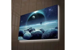 Lerretsbilde med LED-belysning 90x30 cm - Storslått klokketårn med detaljert arkitektur