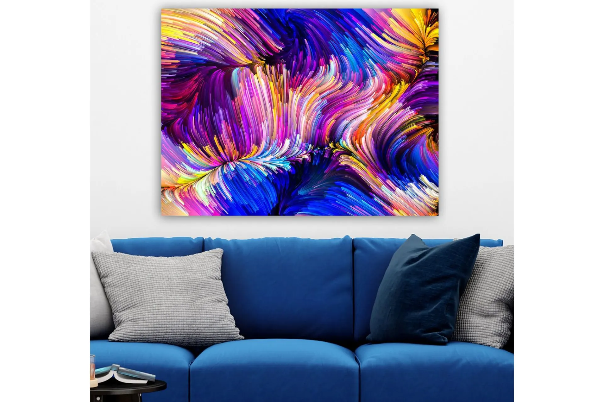 Lerretsbilde 70x100 cm - Abstrakt fargerik komposisjon med feiende linjer og former