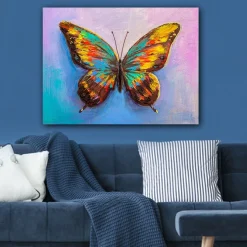 Lerretsbilder|Lerretsbilder-Lerretsbilde 70x100 cm - Fargerik sommerfugl med detaljerte vinger Flerfärgad