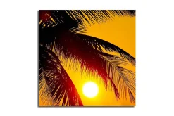 Lerretsbilder|Lerretsbilder-Lerretsbilde 45x45 cm - Solnedgang bak palmer Flerfärgad