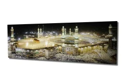 Lerretsbilde 80x30 cm - Storslått utsikt over det hellige stedet i Mekka i nattlys