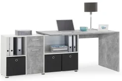 Lexo Hjørneskrivebord 136 cm med Justerbar Hylla