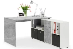 Lexo Hjørneskrivebord 136 cm med Justerbar Hylla