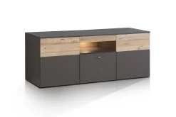 Tv-Benk & Mediabenk-Lianne TV-benk 150 cm 2 Dører Skuff inkl. Belysning Beige,Svart,Grey