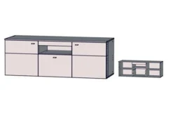 Tv-Benk & Mediabenk-Lianne TV-benk 150 cm 2 Dører Skuff inkl. Belysning Beige,Svart,Grey