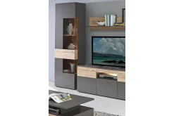 Vitrineskap|Skap-Lianne Vitrineskap inkl. Belysning Hvit,Grey