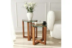 Avlastningsbord|Sofabord-Liepene Settbord 50x40x50 cm Rundt Brun