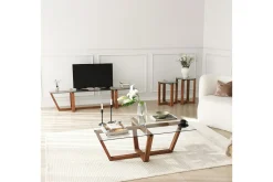 Avlastningsbord|Sofabord-Liepene Settbord 50x40x50 cm Rundt Brun