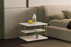 Avlastningsbord-Lifon Sidebord 50 cm Gull,Marmor