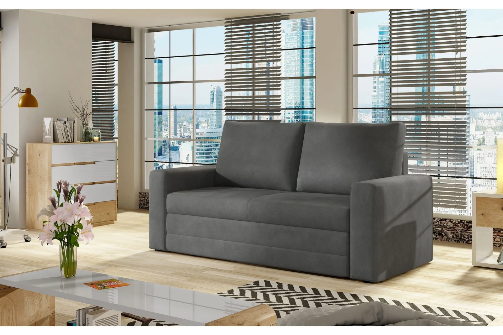 Velour Sofa & Fløyel Sofa-Lijan 2-seter Sovesofa Grey