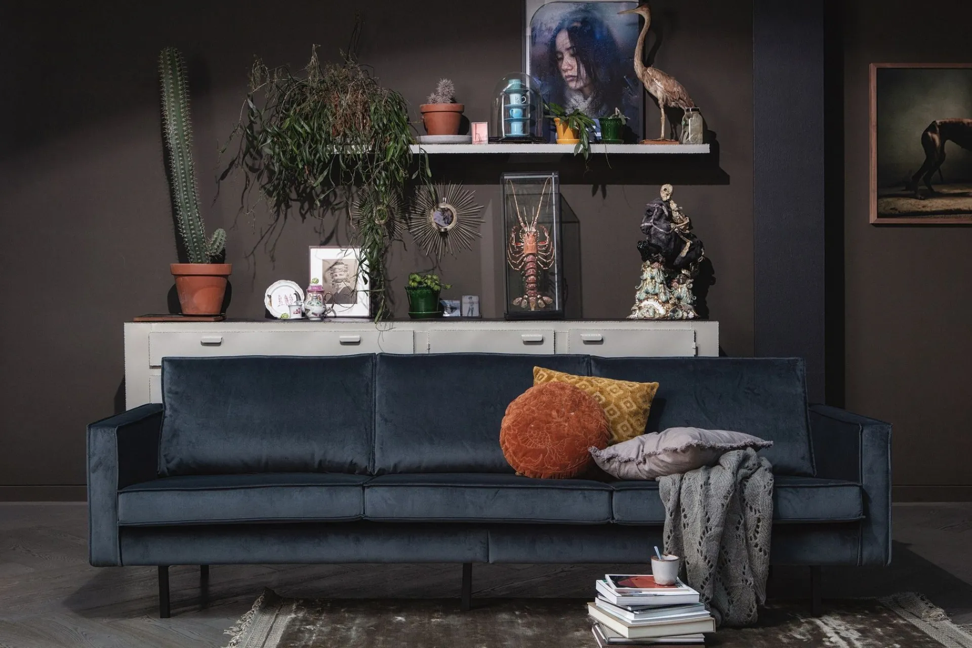 WOOOD Velour Sofa & Fløyel Sofa-Lissbon 3-seter sofa fløyel Blå Grønn