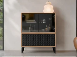 Vitrineskap|Skap-Lorvenn Vitrineskap 103x122 cm Brun,Svart