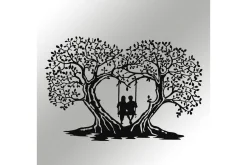 Skilt-Love Tree Veggdekor Svart