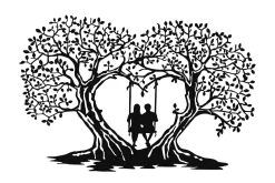 Skilt-Love Tree Veggdekor Svart