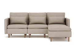 Basic Home Sofa Med Sjeselong-Lovis 3-seters sofa med vendbar sjeselong i stoff Beige