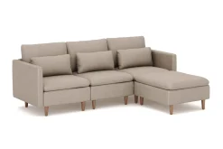 Basic Home Sofa Med Sjeselong-Lovis 3-seters sofa med vendbar sjeselong i stoff Beige