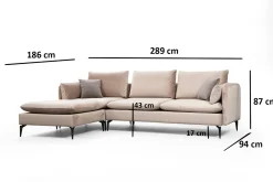Sofa Med Sjeselong-Luces Divansofa Beige
