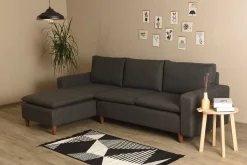 Sofa Med Sjeselong-Lungo Sofa med Sjeselong 4-seter Mørkegrå