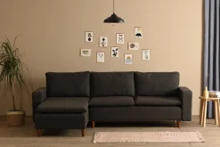 Sofa Med Sjeselong-Lungo Sofa med Sjeselong 4-seter Mørkegrå