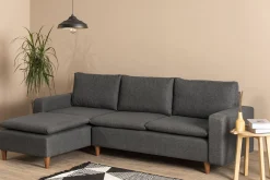 Sofa Med Sjeselong-Lungo Sofa med Sjeselong 4-seter Mørkegrå