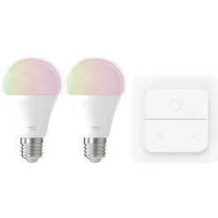 Led-Belysning|Lyspærer-Lyskilde 2xLM-ZIG-RGB/CCT E27 A60 9W Bryter Hvit