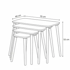 Sofabord-Lyvenn settbord 70 cm Hvit
