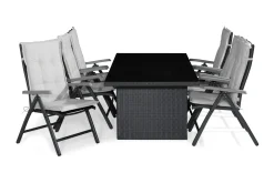 Comfort Garden Spisegrupper Hage-Majestic Spisegruppe 210x100 + 6 Monaco Posisjonsstol m Pute Svart,Hvit,Grey
