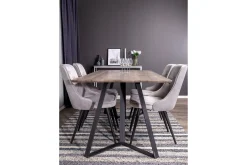 Venture Home Malvina Spisegruppe med 4 Valerie Lyx Fløyelsstoler
