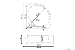 Baderom-Mangle Hjørneboblebadekar 150 cm med LED-belysning Hvit