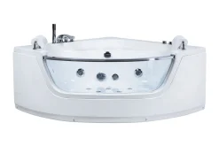 Baderom-Mangle Hjørneboblebadekar 150 cm med LED-belysning Hvit