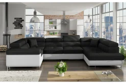 Sovesofaer-Marcelle Hjørnesovesofa Svart/Hvit