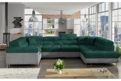 Velour Sofa & Fløyel Sofa-Marcelle Hjørnesovesofa Mørk grønn/Grå